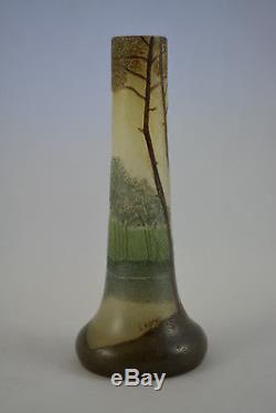 Ancien Vase Legras Decor Lacustre Degage A L'acide