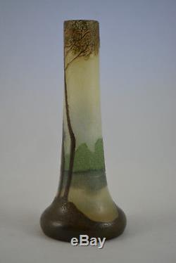 Ancien Vase Legras Decor Lacustre Degage A L'acide