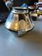 Ancien Vase cristal eglomisé mercurisé motif géométrique vintage CID D Nargel