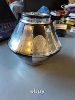 Ancien Vase cristal eglomisé mercurisé motif géométrique vintage CID D Nargel