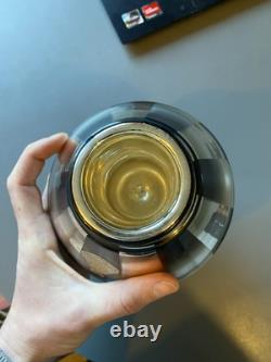 Ancien Vase cristal eglomisé mercurisé motif géométrique vintage CID D Nargel
