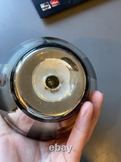Ancien Vase cristal eglomisé mercurisé motif géométrique vintage CID D Nargel