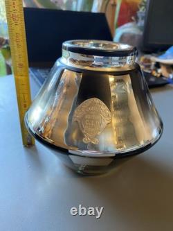 Ancien Vase cristal eglomisé mercurisé motif géométrique vintage CID D Nargel