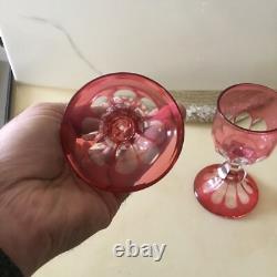 Ancien Verres Overlay En Cristal Rose Baccarat. Saint Louis XIX Éme