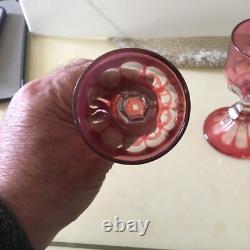Ancien Verres Overlay En Cristal Rose Baccarat. Saint Louis XIX Éme