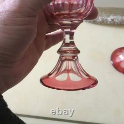 Ancien Verres Overlay En Cristal Rose Baccarat. Saint Louis XIX Éme