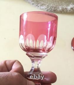 Ancien Verres Overlay En Cristal Rose Baccarat. Saint Louis XIX Éme