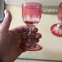 Ancien Verres Overlay En Cristal Rose Baccarat. Saint Louis XIX Éme