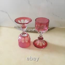 Ancien Verres Overlay En Cristal Rose Baccarat. Saint Louis XIX Éme