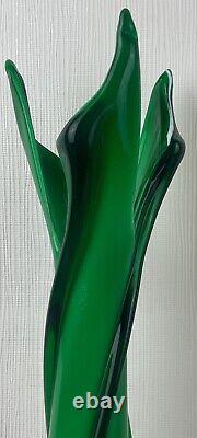 Ancien XXème magnifique vase en cristal vert Murano