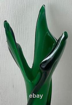 Ancien XXème magnifique vase en cristal vert Murano