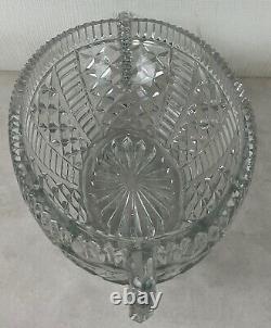 Ancien art déco 1930 coupe à fruit en cristal de Bohème Libochovice