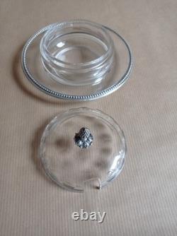 Ancien beurrier cristal argent, Pot à caviar
