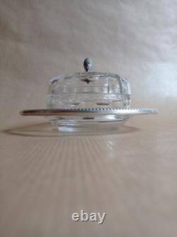 Ancien beurrier cristal argent, Pot à caviar