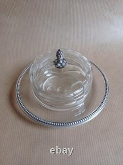 Ancien beurrier cristal argent, Pot à caviar