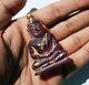 Ancien bouddha en cristal de roche violet traces dorure Laos