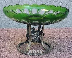 Ancien centre de table fer forgé et cristal Baccarat Saint Louis