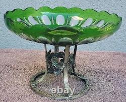 Ancien centre de table fer forgé et cristal Baccarat Saint Louis