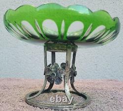 Ancien centre de table fer forgé et cristal Baccarat Saint Louis