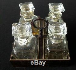 Ancien coffret à parfum bois nacre laiton flacons verre ou cristal