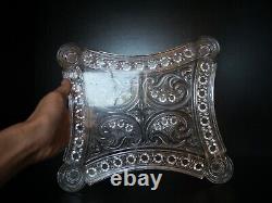 Ancien dessous de plat garde nappe cristal pressé moullé Baccarat diamant