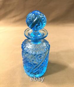 Ancien flacon à parfum ART DECO en cristal bleu 20 cm Baccarat Nancy Portieux
