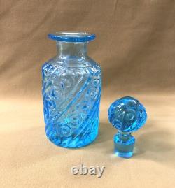 Ancien flacon à parfum ART DECO en cristal bleu 20 cm Baccarat Nancy Portieux