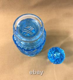 Ancien flacon à parfum ART DECO en cristal bleu 20 cm Baccarat Nancy Portieux