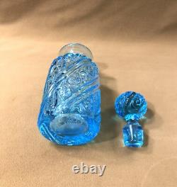 Ancien flacon à parfum ART DECO en cristal bleu 20 cm Baccarat Nancy Portieux