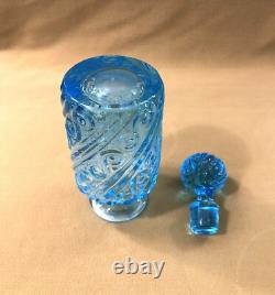 Ancien flacon à parfum ART DECO en cristal bleu 20 cm Baccarat Nancy Portieux