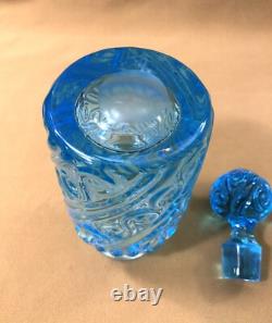 Ancien flacon à parfum ART DECO en cristal bleu 20 cm Baccarat Nancy Portieux