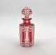 Ancien flacon &agrave; parfum ART DECO en cristal taill&eacute; de NANCY doubl&eacute; ROUGE 15,5 cm