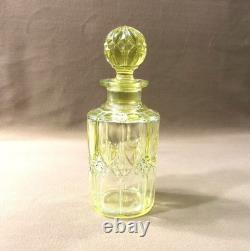 Ancien flacon à parfum en ouraline / cristal jaune VAL SAINT LAMBERT 18,5 cm