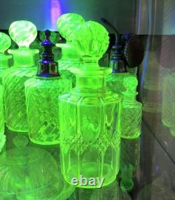 Ancien flacon à parfum en ouraline / cristal jaune VAL SAINT LAMBERT 18,5 cm