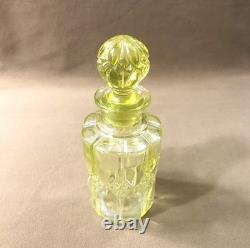 Ancien flacon à parfum en ouraline / cristal jaune VAL SAINT LAMBERT 18,5 cm