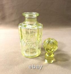 Ancien flacon à parfum en ouraline / cristal jaune VAL SAINT LAMBERT 18,5 cm