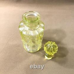 Ancien flacon à parfum en ouraline / cristal jaune VAL SAINT LAMBERT 18,5 cm