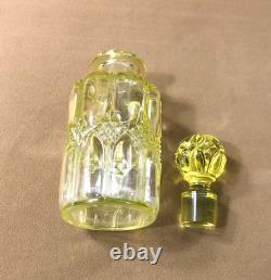 Ancien flacon à parfum en ouraline / cristal jaune VAL SAINT LAMBERT 18,5 cm