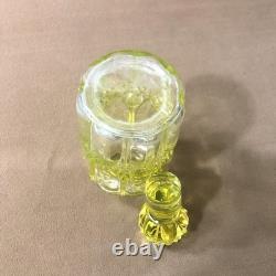 Ancien flacon à parfum en ouraline / cristal jaune VAL SAINT LAMBERT 18,5 cm
