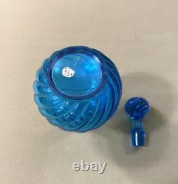 Ancien flacon / carafon cristal signé BACCARAT modèle BAMBOU couleur BLEU 14,5cm