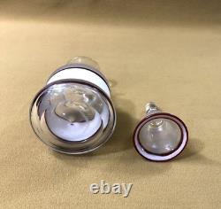 Ancien flacon en cristal émaillé XIXème Carafe de nuit / chevet Eau de mélisse