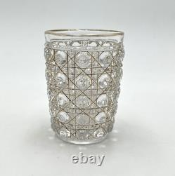 Ancien gobelet cristal signé BACCARAT modèle DIAMANTS PIERRERIES à filets dorés