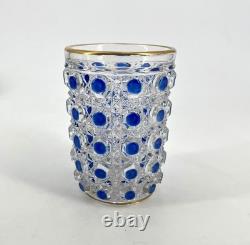 Ancien gobelet signé BACCARAT cristal émaillé BLEU modèle DIAMANTS PIERRERIES