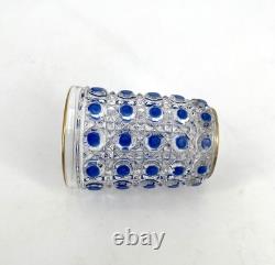 Ancien gobelet signé BACCARAT cristal émaillé BLEU modèle DIAMANTS PIERRERIES