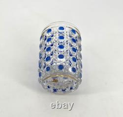 Ancien gobelet signé BACCARAT cristal émaillé BLEU modèle DIAMANTS PIERRERIES