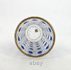Ancien gobelet signé BACCARAT cristal émaillé BLEU modèle DIAMANTS PIERRERIES