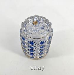 Ancien gobelet signé BACCARAT cristal émaillé BLEU modèle DIAMANTS PIERRERIES