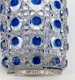 Ancien gobelet signé BACCARAT cristal émaillé BLEU modèle DIAMANTS PIERRERIES