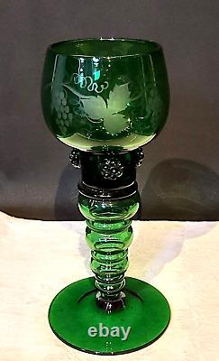 Ancien grand Verre à Vin Roemer Soufflé à la main XIXe Vert Vin d' Alsace