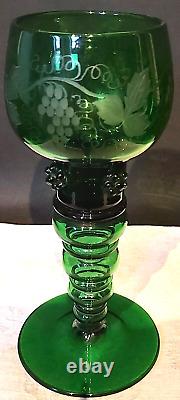 Ancien grand Verre à Vin Roemer Soufflé à la main XIXe Vert Vin d' Alsace